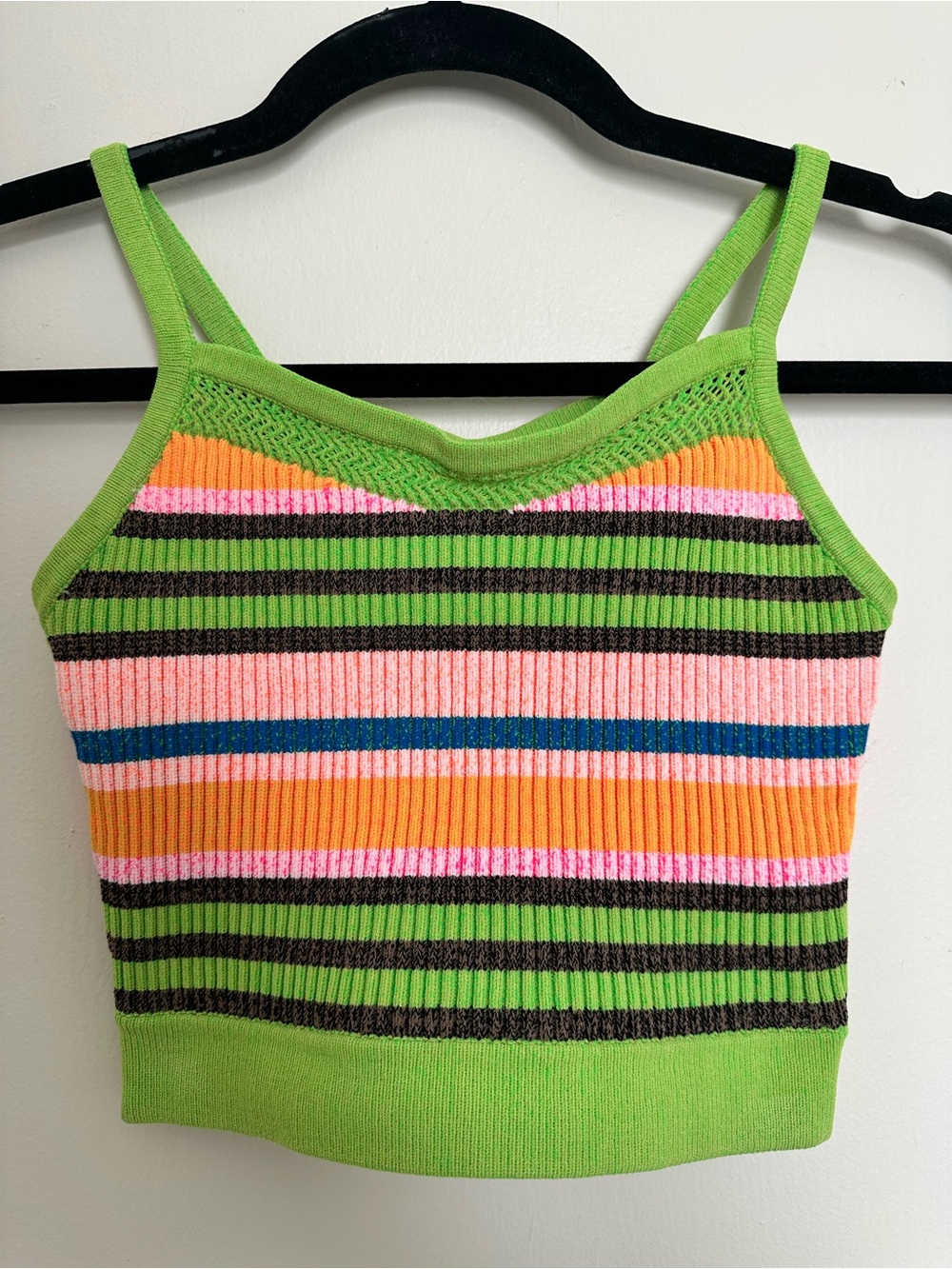 AGR Striped Knit Cami Tank in Lime, Pink & Orange